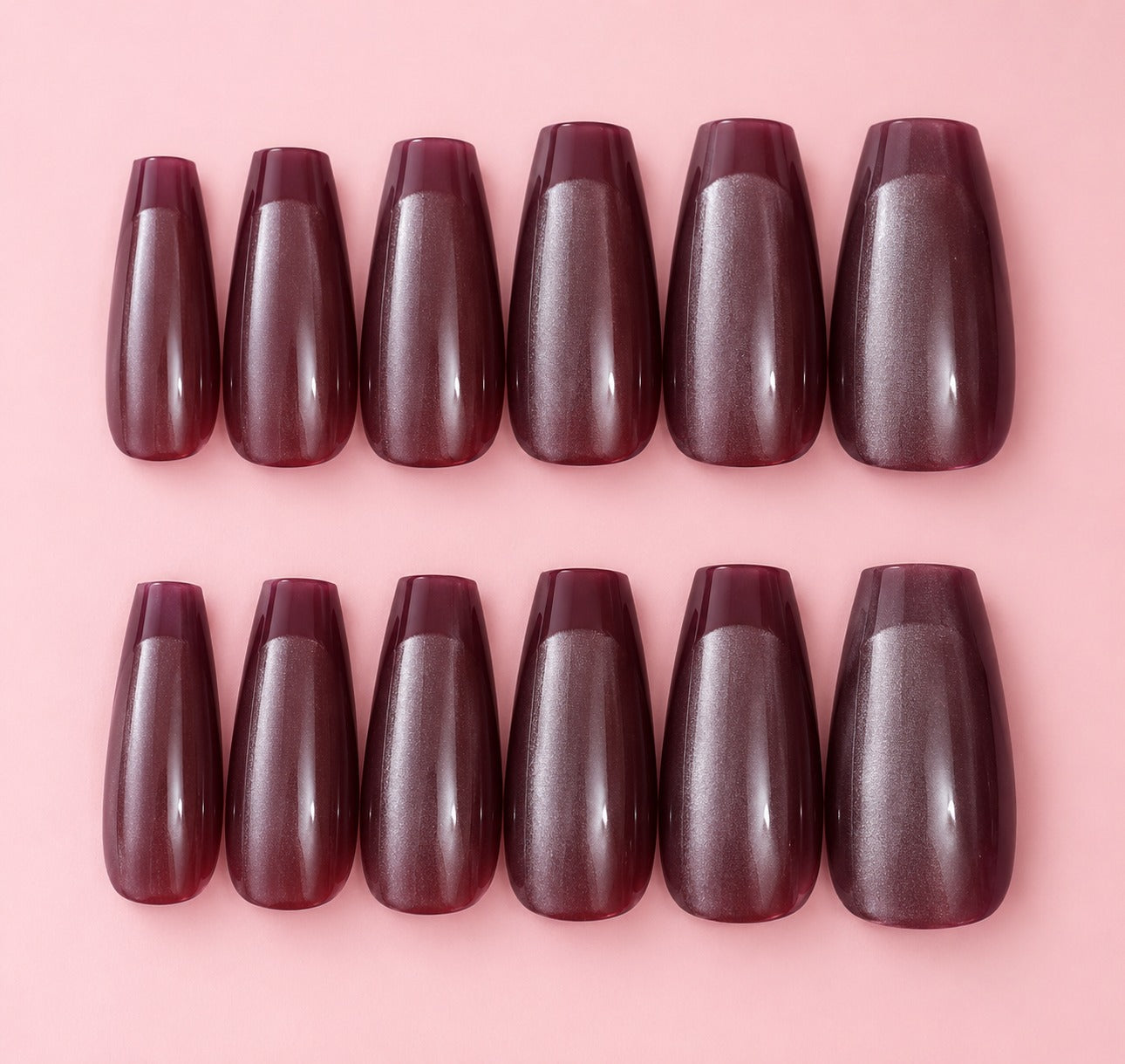 Burgundy Shimmer French Press-On Nails