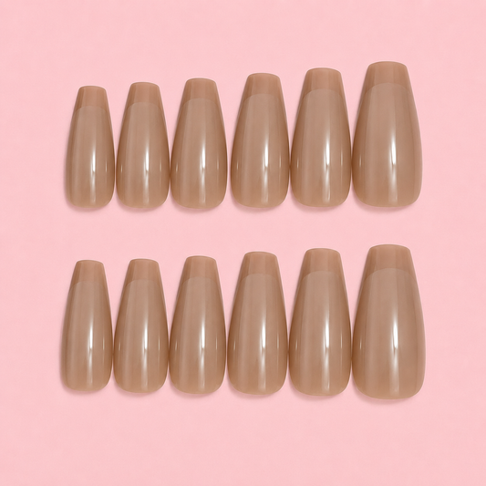 Caramel Nude Glossy Press-On Nails