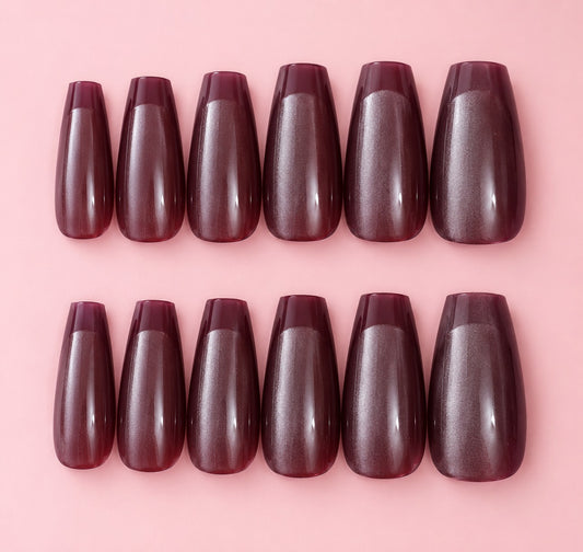 Burgundy Shimmer French Press-On Nails